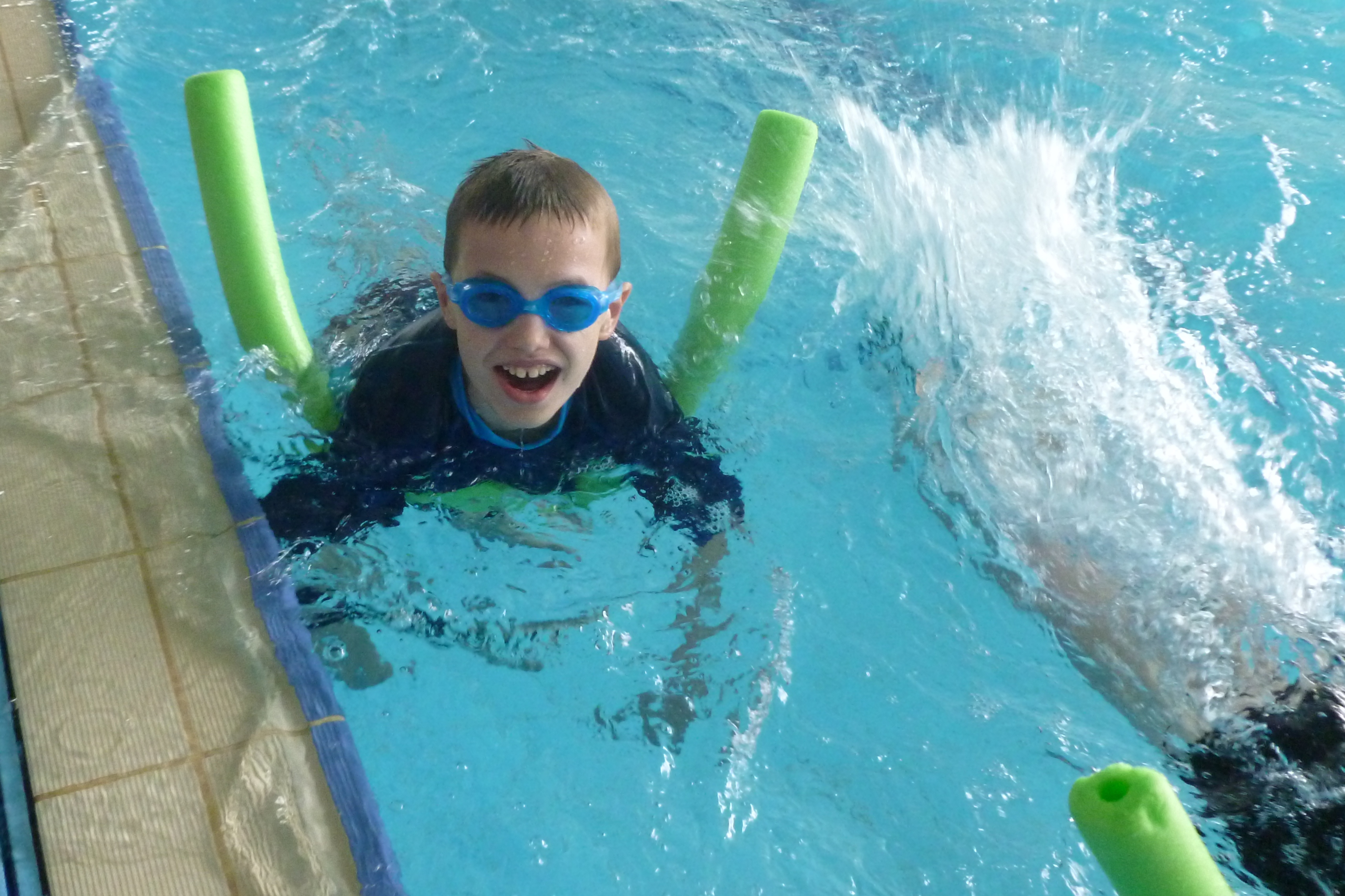 High school students enjoyed swimming.